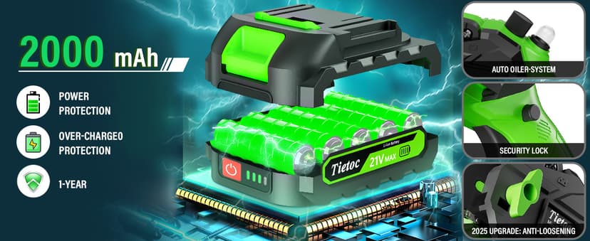 Tietoc Chainsaw 6 Inch Mini Electric Chainsaw Cordless Battery Powered, Hand Held Saw for Wood/Trees Trimming, Tools for Household and Garden, Chain Saw Gift for Men Dad Husband Fathers Gardener 2026 B0C1Z9V6N1