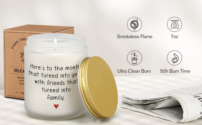 Friendship Gifts for Women Birthday, 50th 60th 70th 1955 Best Friend Birthday Gifts for Friends Female, Candles for Friends, Unique Thank You Gift to Friend Male Bestie BFF Coworker Woman Men Her Him