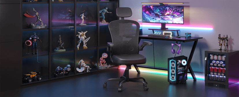 Office Chair Ergonomic Desk Chair, 330LBS Capacity, High Back Computer Chair for Long Hours Comfortable, Rolling Swivel Executive Task Chair for Home Office with Flip-up Armrests, Black