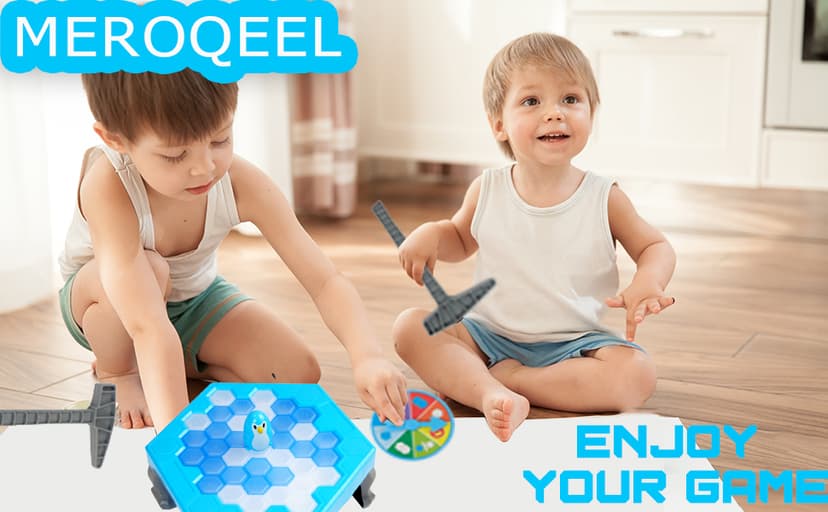 Save Penguin Break Ice Frozen Game for Kids, Meroqeel Protect The Iceberg Dont Let Penguins Trap on Ice Icebreaker Board Games Toy for Adults Family Childrens Kid Ages 4-8 with Cubes and Hammer