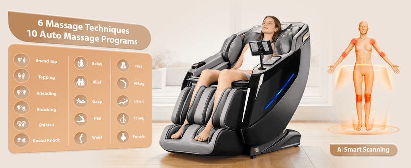 4D Massage Chair Full Body - 53.2" Ultra Long SL-Track Massage Chair Zero Gravity Massage Recliner with Foot Roller, 10 Modes 6 Technique, 32 Airbags, 3 Core Heating, AI Voice, Yoga Stretch