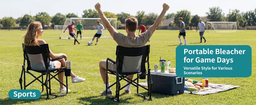 OLIXIS Outdoor Folding Rocking Chair for Adults, Portable Camping Lawn Chair with Mesh Back, Waterproof Armrests & Sturdy Frame, Foldable Seat for Patio, Beach, Camping, Black