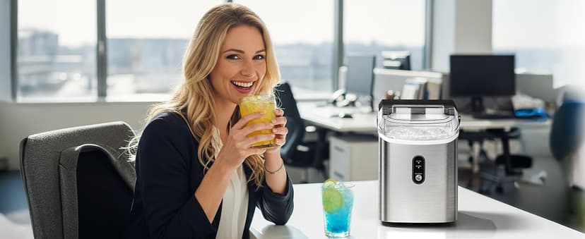 Antarctic Star Nugget Ice Makers Countertop with Auto-Cleaning, 35lbs/Day, Portable Sonic Ice Machine with Handle, Basket and Scoop for Home/Kitchen/Office/Camping(Stainless Steel Silver)