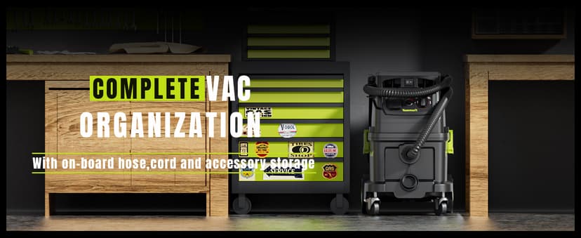 M Class 10 Gallon Dust Extractor for Woodworking with Auto Hepa Clean & Dust Indicator Light Dust Vacuum Extractor with 150CFM Airflow & Power Tool Connector for Workshop Construction (With Handle)