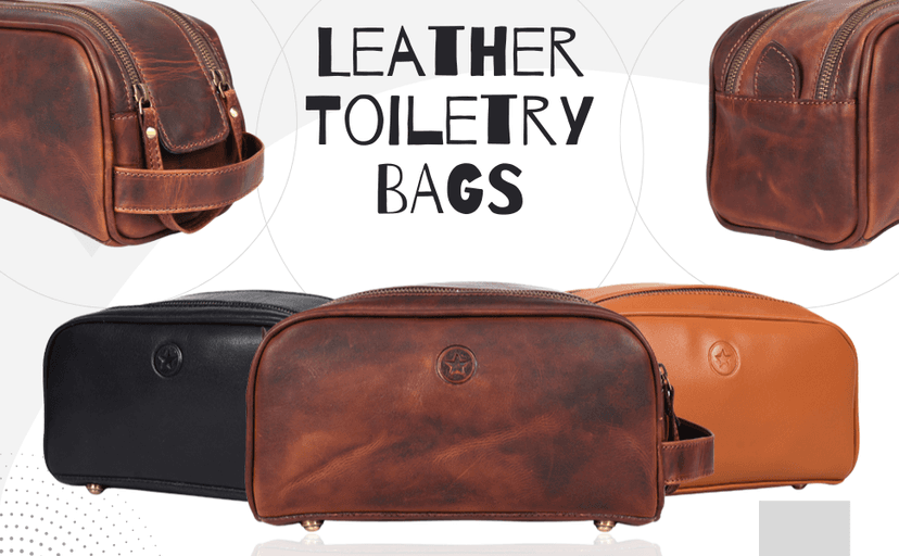 10" Premium Leather Toiletry Travel Pouch With Waterproof Lining | King-Size Handcrafted Vintage Dopp - Kit By Aaron Leather Goods (Dark Brown)