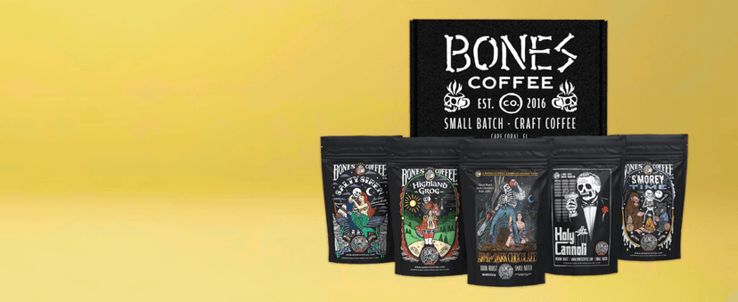 Bones Coffee Company NEW World Tour Sample Pack, Single-Origin Flavored Coffee Low Acid Medium Roast Arabica Beans Specialty Coffee Gifts Compatible Auto Drip and French Press, 4 oz Pack of 5 Ground B0BBY6V5T3
