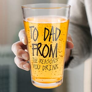 Gifts for Dad,16 OZ Funny Beer Glass Stocking Stuffers for Men,Fathers Day Dad Gifts from Daughter Son Wife,Birthday Anniversary Retirement Valentines Day Presents for Him Husband