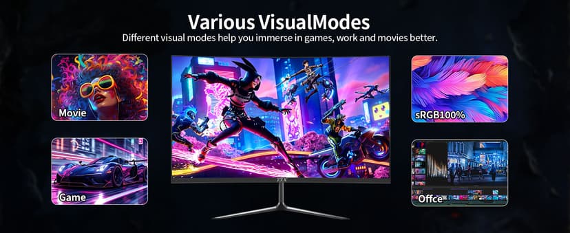 ZZA 25" Curved Gaming Monitor, 240Hz|144Hz FHD(1920 * 1080P) VA Screen Computer Monitor, Supports Freesync, 120% sRGB, Blue Light Filter,AMD Freesync, Wall Mountable Installs(HDMI 1.4/DP 1.2)