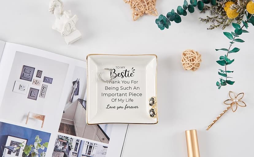 Birthday Gifts for Women Best Friend - to My Bestie Jewelry Dish Trinket Tray, Unique Friendship Gifts for Women Female Friend Christmas Valentines Mother's Day