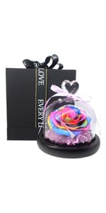 Preserved Real Roses with Colorful Mood Light Wishing Bottle, Eternal Rose,Never Withered Flowers, Table Decor,Christmas Anniversary Valentine's, Blue 4.3inch, 1pcs B07DT2GBT2