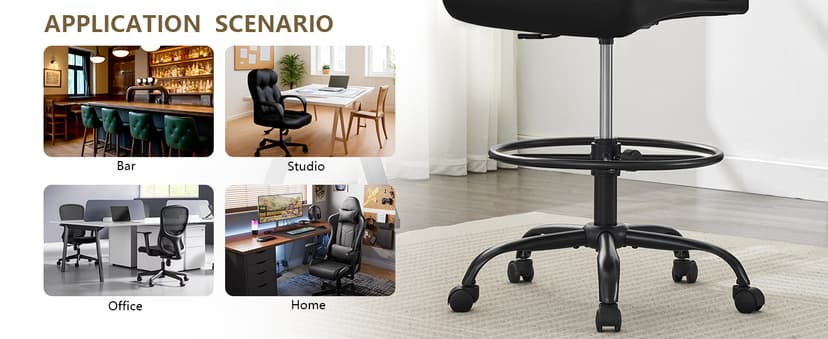 BOSMILLER Drafting Chair,Tall Office Chair for Standing Desk with Adjustable Height,Counter Computer Chairs with Footrest for Home,Drawing or Counter Height Use