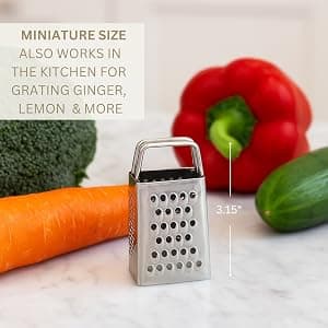 Gift Box and Card, Coworkers, Foodies, Stocking Stuffer, Real Stainless Steel, Ornament Hook, Birthday, Secret Santa Mini Cheese Grater Gift Set, You Make Life a Little Grater Funny Chef Gift B0G15M3C9S