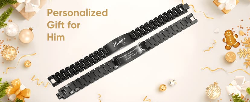 VNOX Elgant Link Bracelets Father Day Christmas Birthday Valentines Personalized Gift for Dad Husband Grandpa Boyfriend Masculine Watch Band Stainless Steel Bracelet Gift for Dad Grandpa Husband B0D8BD71RQ