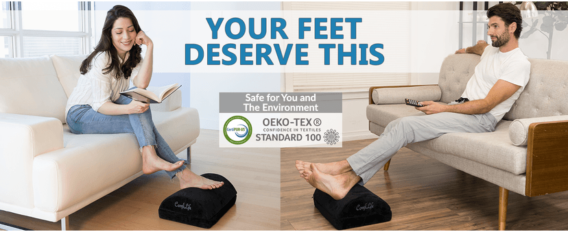 ComfiLife Foot Rest for Under Desk at Work – Adjustable Desk FootRest for Office Chair, Gaming Accessories – Ergonomic Teardrop Design for Back, Hip & Leg Pain Relief – 100% Memory Foam (Gray)