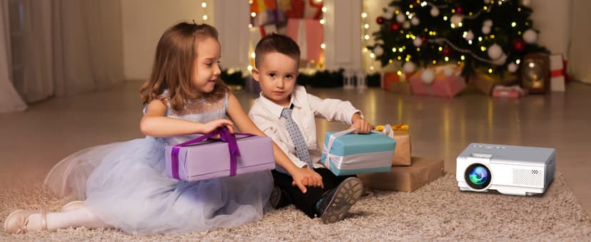 Projector with WiFi and Bluetooth, Upgrade Outdoor Projector, Mini Movie Projector Supports 1080P Synchronize Smartphone Screen by WiFi/USB Cable for Home Entertainment