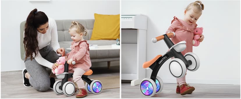 12-24 Months Toddler First Ride on Toys, Colorful Lighting Rear Wheels, Adjustable Seat Baby Walker, Basket Umatoll Baby Balance Bike Toy for 1 Year Old Boy Girl, First Birthday Gift B0CR6VKXJ7