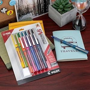 Pilot Precise V5 RT Refillable & Retractable Rollerball Pens, Extra Fine Point Pens 0.5 mm, Black, Pack of 2 - Ideal for School, Journaling & Office Writing
