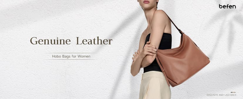 befen Genuine Leather Crossbody Hobo Purses for Women, Ladies Shoulder Bags Handbags with 2 Shoulder Straps