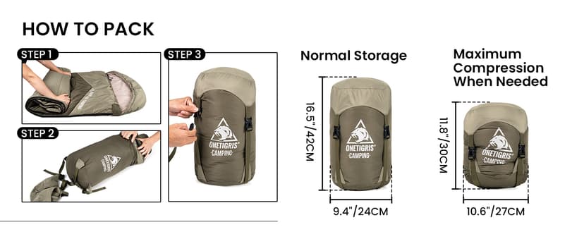 OneTigris Trailnap Sleeping Bag 3 Season Extra-Wide Warm for Camping Backpacking Travel Outdoor Activities