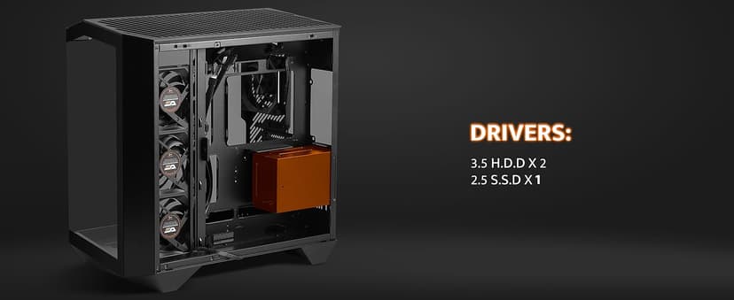 darkFlash Full-Tower ATX Gaming PC Case, Vertical GPU Mounting, Back Plug-in Motherboard, Dual-Chamber, Panoramic Glass, Up to 2 x 360mm Radiators, RTX 40 Compatible(DY470) (1 PWM ARGB Fans, Black)