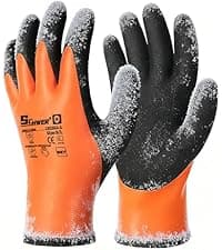 Schwer 2 Pairs 100% Waterproof Winter Work Gloves, ANSI A2 Cut Resistant Freezer Gloves for Outdoor Cold Weather Keep Hands Warm, Thermal Insulated Gloves for Shoveling Snow, Ice Fishing, L