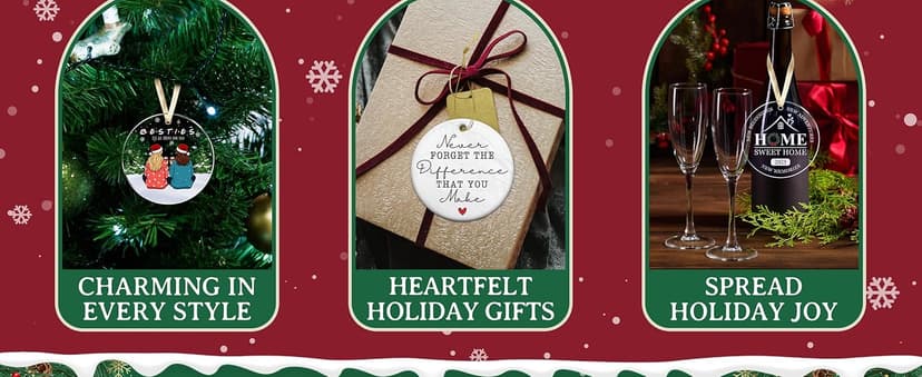 GGEB Friend Christmas Ornaments Gifts for Women Men - 3" Ceramic Christmas Tree Friendship Ornaments for Best Friends Coworkers Bestie Sister - Good Friends Birthday Gifts Ideas Xmas Decorations