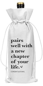 1 Pcs Funny New Chapter Wine Bag New Beginnings Gifts for Women Men Farewell Gifts for Friends Going Away Gifts for Coworkers Women Men Moving Away Gifts for Friends New Teacher Gifts