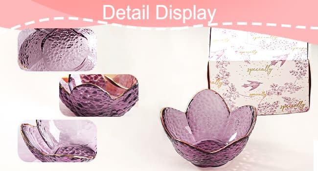 Purple Flower Jewelry Dish Glass Ring Dish Jewelry Tray Cute Vanity Organiser Room Decor Aesthetic Nightstand Bathroom Decor Trinket Dish Ring Holder Valentine's Friendship Birthday Gifts for Women