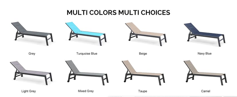 PURPLE LEAF Outdoor Chaise Lounge Set of 2 Aluminum Patio Lounge Chair with Wheels and Side Table Pool Chaise Lounge Chair for Outdoor Backyard Poolside Camel (2 Lounges Chairs W/Table)