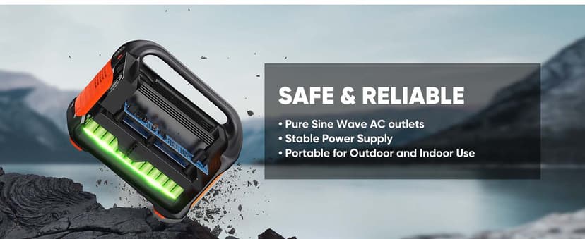 Jackery Solar Generator 300, 293Wh Backup Lithium Battery with 1XSolar Panel SolarSaga 100W, 110V/300W Pure Sine Wave AC Outlet for RV Outdoors Camping Travel Blackout