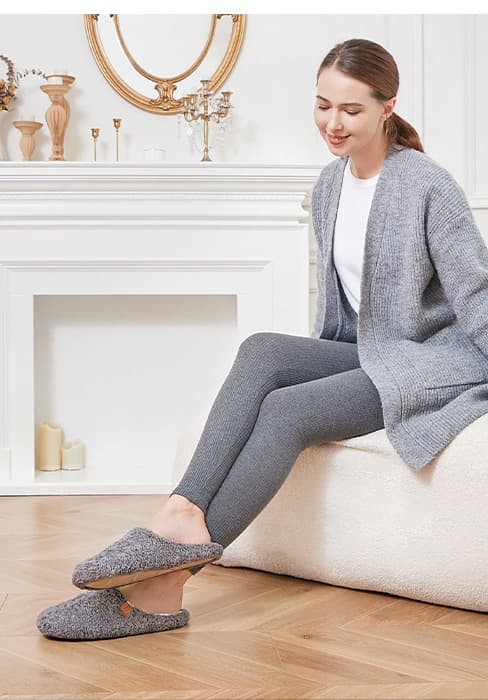 EverFoams Women's Fuzzy Slip-on Slippers Warm Cozy Soft Lightweight Memory Foam Indoor House Shoes