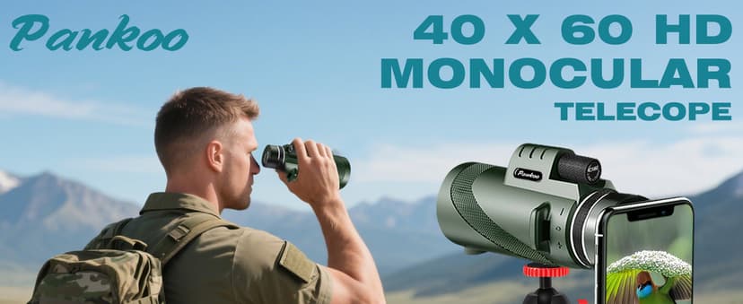 40X60 Monocular Telescope with Smartphone Holder& Tripod, High Power Nitrogen-Filled Monocular for Adults with BAK4 Prism & FMC Lens, HD Monocular Scope for Birdwatching Hiking Concert Travelling