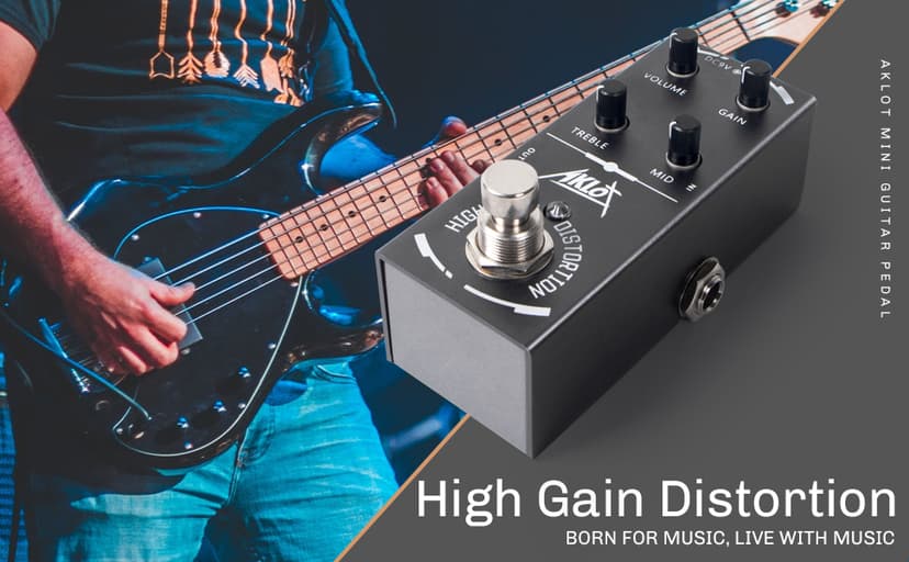 High Gain Distortion Guitar Pedal, AKLOT Electric Effects Pedals Mini Single Type DC 9V True Bypass