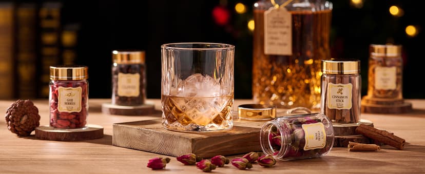 Whiskey Infusion Kit Gifts for Men – 12 Natural Ingredients, Decanter, Infusion Jar, Glass, Ice Mold – DIY Whiskey, Bourbon, Rum & Cocktail Infusion Set for Him, Dad, Husband