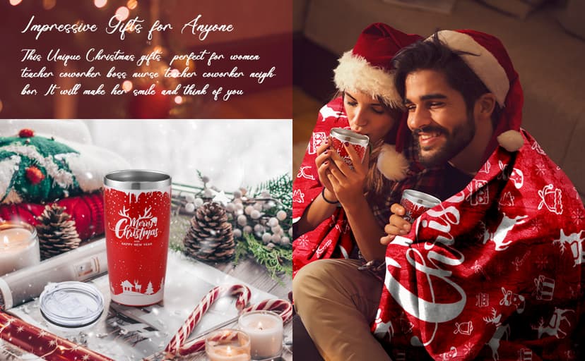 Christmas Tumbler Gift Basket for Mom, Wife, Girlfriend, Sister, Coworkers, Teacher, Nurse - Unique Holiday Gift Box for Women Who Have Everything