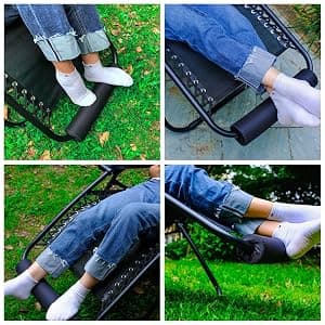 2 Pack Zero Gravity Chair Foot Rest, TOPJUM Footrest Cushion for Anti Gravity Folding Recliner, Footrest Padding for Patio Lawn Outdoor Chair, Lounge Accessory for Tall User (Black - Set of 2)