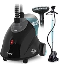 SALAV Heavy Duty Commercial Full-Size Garment Steamer with Foot Pedals and Extra Large 3L (101.5 oz) Water Tank, 1800 watts of Poweful Steam (Navy)