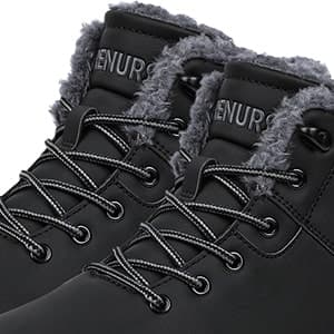 CARENURSE Mens Winter Snow Boots Water Resistant Warm Fur Lined Anti Slip Work Ankle Shoes Casual Lightweight Hiking Outdoor Trekking Boot