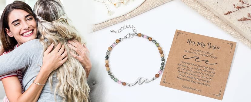 TONY & SANDY Friend Gifts for Women, Sister Gift, Friendship Bracelets, Wave Bracelet, Best Friend Birthday Gifts for Women, Bestie Bracelets, Christmas Stocking Stuffers for Woman