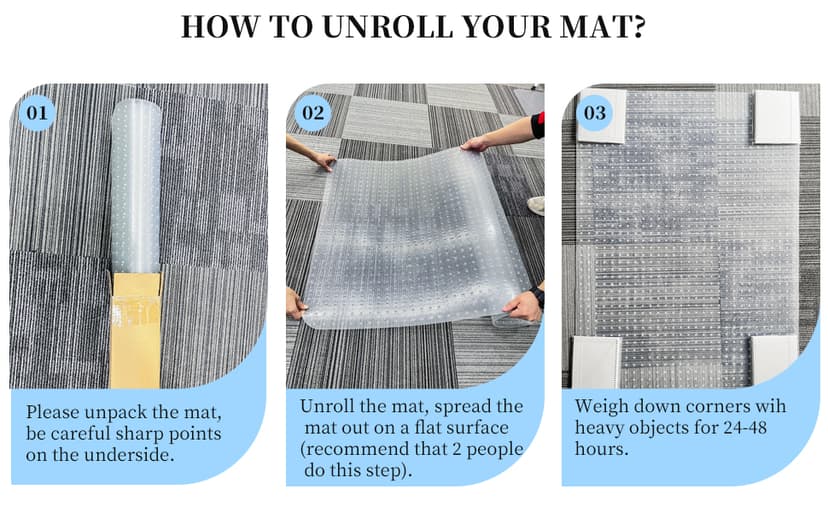 Tonaus Office Chair Mat for Carpet, 48"×36" Desk Chair Mat T-Shape Carpet Protector Mat for Office Chair, Transparent 2.2mm Thick T-Shape Floor Protection with Non-Slip Studded