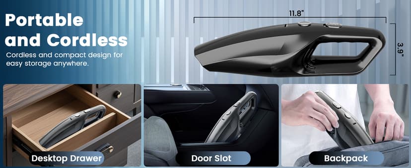 SERVOMASTER Handheld Vacuum Cordless, Car Vacuums Powerful with Rechargeable Battery, Portable Hand Held Vacuum Cordless with Washable HEPA Filter, Mini Vacuums Kit for Men and Women