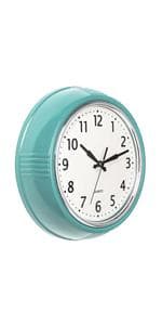 Bernhard Products Retro Wall Clock 9.5 Inch Red Kitchen 50's Vintage Design Round Silent Non Ticking Battery Operated Quality Quartz Clock