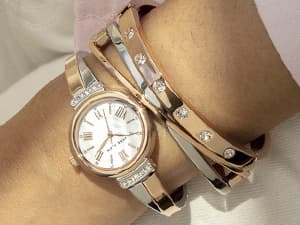Anne Klein Women's Premium Crystal Accented Bangle Watch and Bracelet Set