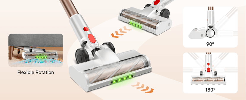 Honki Cordless Vacuum Cleaner, 500W/40Kpa Vacuum Cleaners for Home, Stick Vacuum Cordless with LED Display, Anti-Tangle & Wall Mount, 8 in 1 Lightweight Vacuum for Hard Floors Pet Hair(Gold)