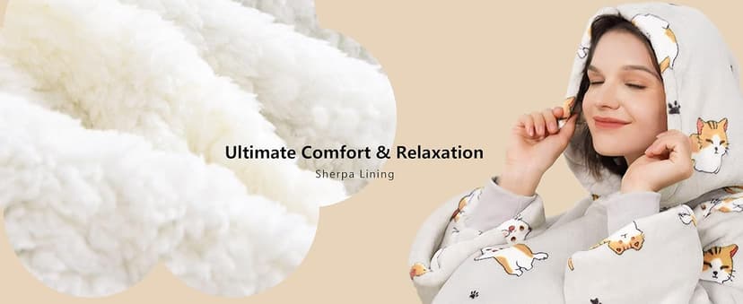 KFUBUO Wearable Blanket Hoodie for Adults Sherpa All Patterns Oversized Sweatshirt Blanket with Pockets Cute Birthday Gifts for Sister Strawberry