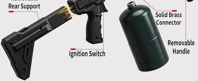 Powerful Propane Torch Gun, Gift for Men Dad, Culinary Blow Kitchen Cooking Torch for Steak Searing, Campfire Charcoal Starter for Blackstone Griddle Accessories (Tank Not included) Black Silver B0GY8KPHDB