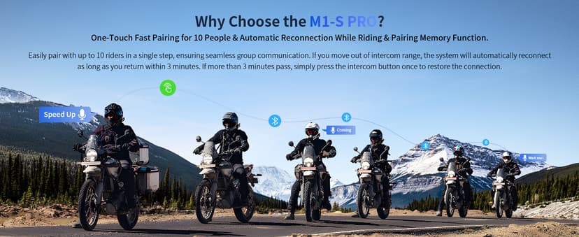 Fodsports Motorcycle Bluetooth Intercom, Music Sharing, M1S Pro 2000m 10 Riders Group Helmet Communication System Headset Universal Wireless Interphone (Waterproof/Handsfree/Stereo Music/GPS/2 Mic)