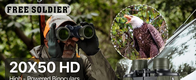 20x50 Hunting Binoculars for Adults High Powered with Low Light Night Vision - 28mm Large Eyepiece Professional Binoculars for Bird Watching Hiking Travel with BAK4 Prism FMC Lens, Green
