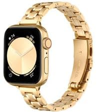 STIROLL Slim Leather Bands Compatible with Apple Watch Band 38mm 40mm 41mm 42mm(Series 11 10), Top Grain Leather Watch Thin Wristband for iWatch SE 9 8 7 6 5 4 3 2 1 (Black Rose Gold)