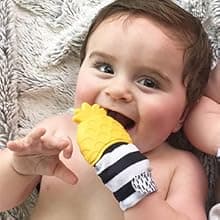 Itzy Ritzy Silicone Teething Mitt - Soothing Infant Teething Mitten with Adjustable Strap, Crinkle Sound & Textured Silicone to Soothe Sore & Swollen Gums - For Ages 3 Months & Up (Cactus)